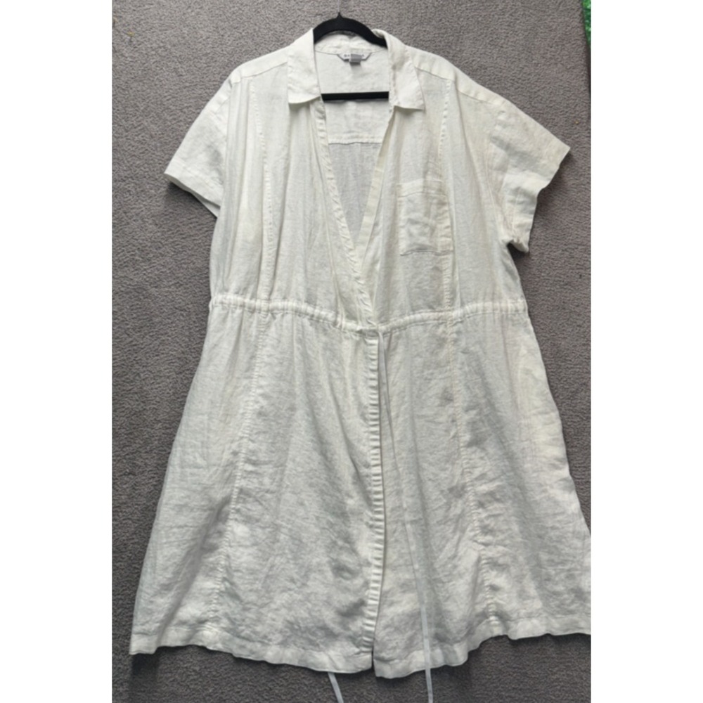 Athleta Playa Linen Wrap Dress White Short Sleeve Plus 22 Resort